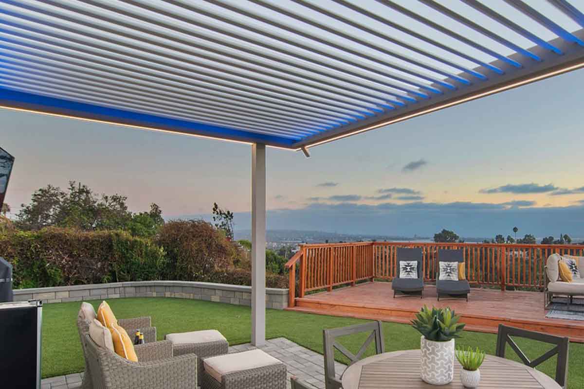 Los Angeles motorized louvered system