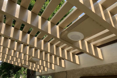 Alumawood lattice patio cover with lights