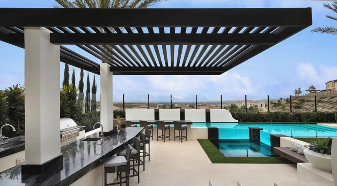 4K aluminum cantilevered pergola