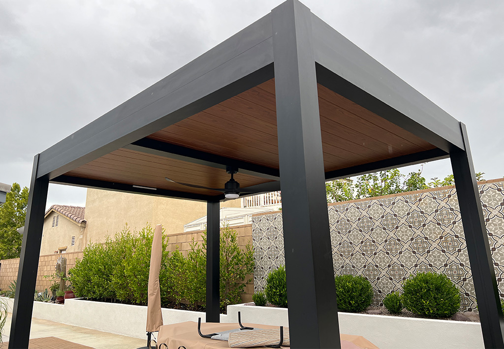Custom louvered patio cover in Los Angeles